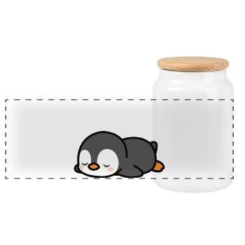 Mignonne sieste de pingouin - Boîte à biscuits avec couvercle en bois - blanc - Devant