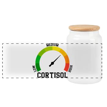 Low Cortisol Low Level Even - Panoramic Cookie Jar with Wooden Lid - white - Front