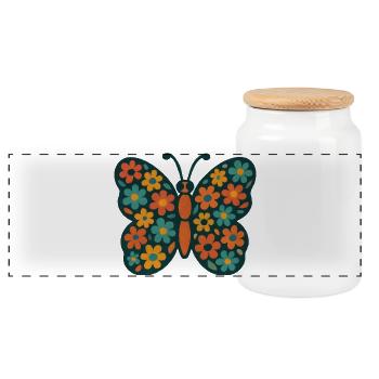 Jeu de couleurs Fleur Papillon - Boîte à biscuits avec couvercle en bois - blanc - Devant