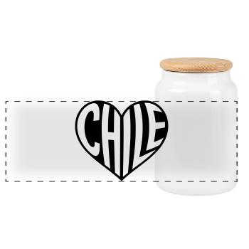 Typographie du cœur chilien - Boîte à biscuits avec couvercle en bois - blanc - Devant