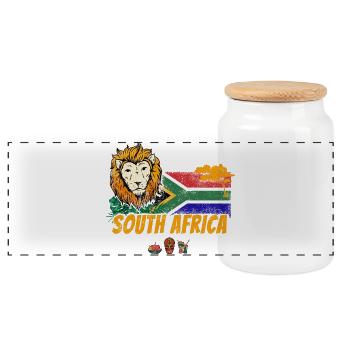 Souvenir du lion vintage sud-africain avec drapeau africain - Boîte à biscuits avec couvercle en bois - blanc - Devant