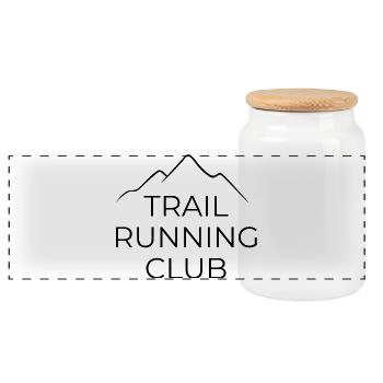 Trail Running Club - Trail Runner Design with Mountain - Panoramic Cookie Jar with Wooden Lid - white - Front