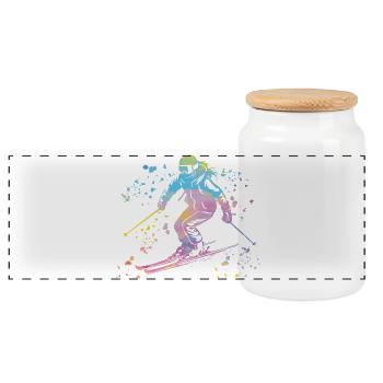 Ski alpin Sports d’hiver Ski nordique - Boîte à biscuits avec couvercle en bois - blanc - Devant