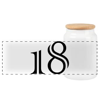 18. 18 YEARS OLD. 18th ANNIVERSARY. 18 BIRTHDAY. - Panoramic Cookie Jar with Wooden Lid - white - Front
