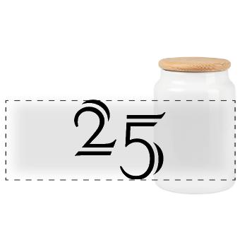 25. 25 YEARS. 25th ANNIVERSARY. 25 YEARS ANNIVERSARY. - Panoramic Cookie Jar with Wooden Lid - white - Front