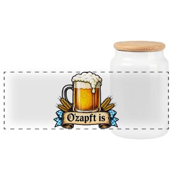 O’zapft est – proverbe bavarois - Boîte à biscuits avec couvercle en bois - blanc - Devant
