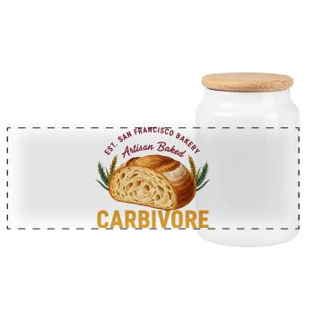 sourdough Bread Baking Carbivore San Francisco - Panoramic Cookie Jar with Wooden Lid - white - Front