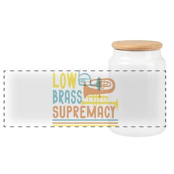 Spielmannszug Blaskapelle Low Brass Supremacy - Panorama Keksdose mit Holzdeckel - Weiß - Vorne