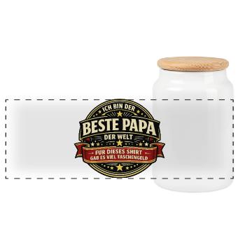 Meilleur père du monde avec de l’argent de poche en disant - Boîte à biscuits avec couvercle en bois - blanc - Devant