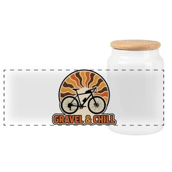 Gravel & Chill Vintage 70er Sun Bike Art - Panorama Keksdose mit Holzdeckel - Weiß - Vorne