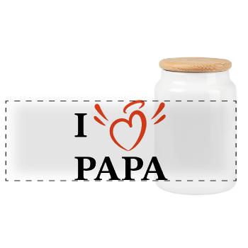 Ich liebe Papa - Panorama Keksdose mit Holzdeckel - Weiß - Vorne