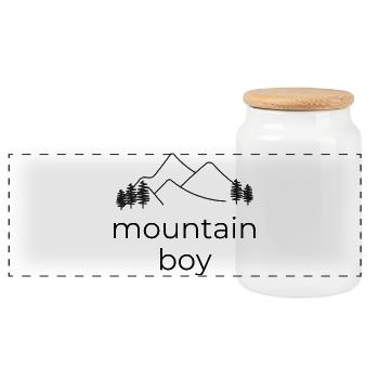 Mountain Boy - Panoramic Cookie Jar with Wooden Lid - white - Front