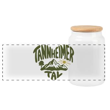 Tannenheimer Tal Berglandschaft Retro - Panorama Keksdose mit Holzdeckel - Weiß - Vorne