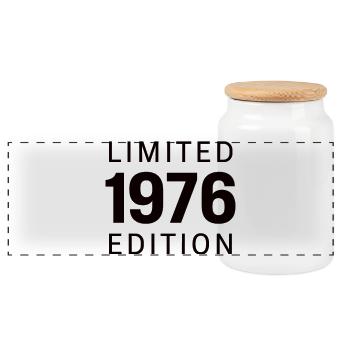 Édition limitée anniversaire vintage 1976 - Boîte à biscuits avec couvercle en bois - blanc - Devant