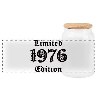 Édition limitée anniversaire vintage 1976 - Boîte à biscuits avec couvercle en bois - blanc - Devant