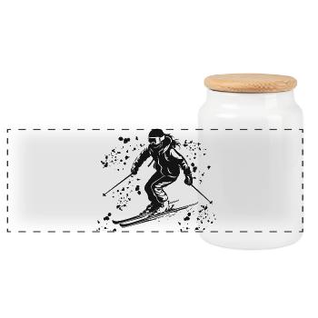 Ski alpin Sports d’hiver Ski nordique - Boîte à biscuits avec couvercle en bois - blanc - Devant