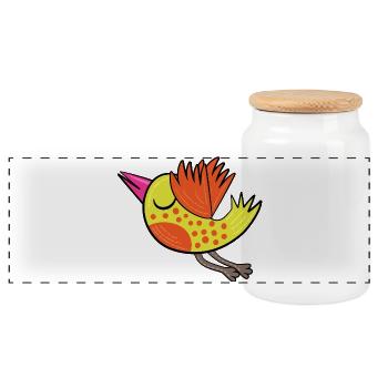 Petit Oiseau Jaune - Boîte à biscuits avec couvercle en bois - blanc - Devant