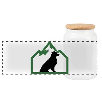 Dog Mountains Outdoor Crest - Panoramic Cookie Jar with Wooden Lid - white - Front