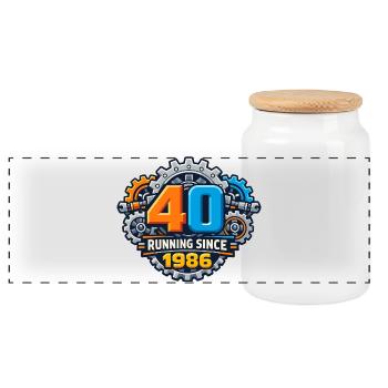 40 ans de carrière depuis 1986 - Boîte à biscuits avec couvercle en bois - blanc - Devant