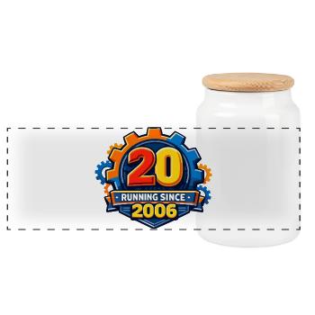 20 Jahre Running Seit 2006 Gear - Panorama Keksdose mit Holzdeckel - Weiß - Vorne