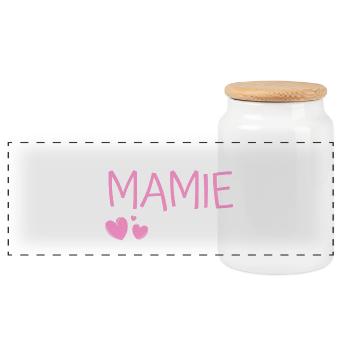 Promue Mamie 2026 Cadeau grossesse naissance bébé - Boîte à biscuits avec couvercle en bois - blanc - Devant