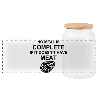 Meat, Meat Lover, Grilling, BBQ, Burger, S - Panoramic Cookie Jar with Wooden Lid - white - Front