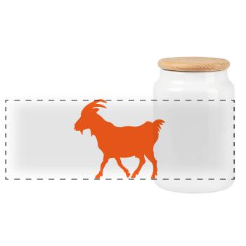 Ziege orange GOAT - Panorama Keksdose mit Holzdeckel - Weiß - Vorne