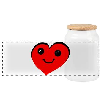 Cœur de dessin animé Sourire en Cœur Rouge - Boîte à biscuits avec couvercle en bois - blanc - Devant