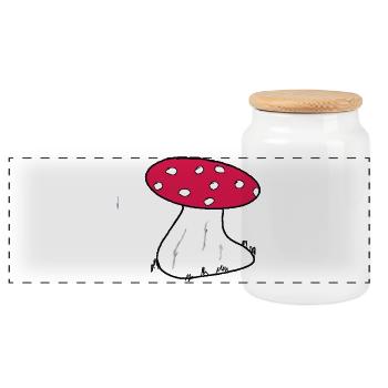 Red Toadstool Cartoon Pattern - Panoramic Cookie Jar with Wooden Lid - white - Front