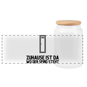 Zuhause Ist Da Wo Der Spind Steht - Panorama Keksdose mit Holzdeckel - Weiß - Vorne