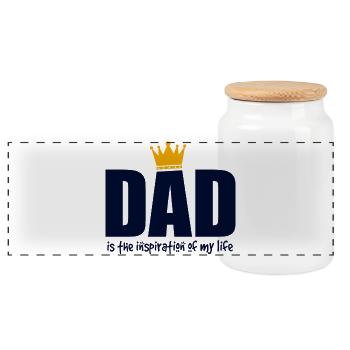 Papa est mon inspiration Chemise King - Boîte à biscuits avec couvercle en bois - blanc - Devant