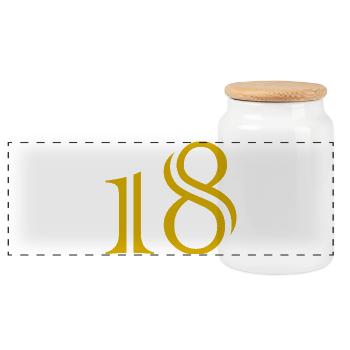 18. 18 JAHRE ALT. 18-JÄHRIGES JUBILÄUM. 18. GEBURTSTAG. - Panorama Keksdose mit Holzdeckel - Weiß - Vorne