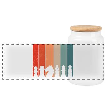 Chess Retro - Panoramic Cookie Jar with Wooden Lid - white - Front