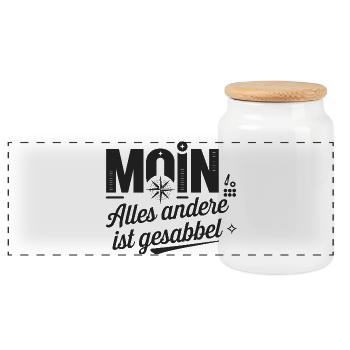  Moin Alles Andere Ist Gesabbel Norddeutsch Küste - Panorama Keksdose mit Holzdeckel - Weiß - Vorne