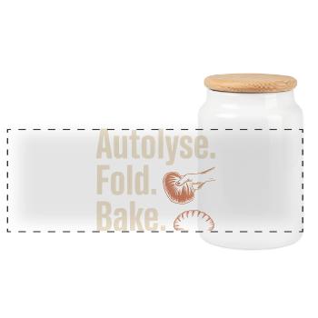 Art du pain autolyse plié - Boîte à biscuits avec couvercle en bois - blanc - Devant