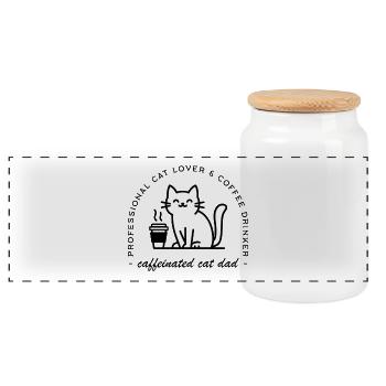 Dog owner and coffee lover funny hipster dad - Panoramic Cookie Jar with Wooden Lid - white - Front