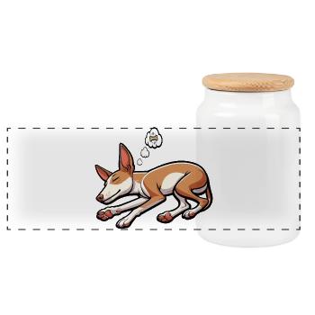Podenco Podencos Podencoliebhaber Podencobesitzer - Panorama Keksdose mit Holzdeckel - Weiß - Vorne