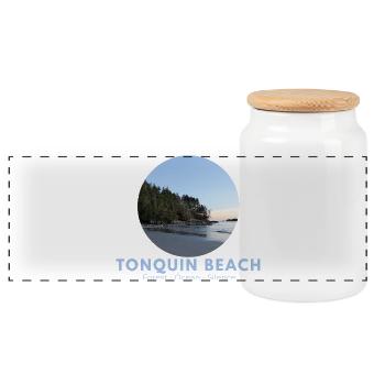 Forêt de Tonquin Beach Océan - Boîte à biscuits avec couvercle en bois - blanc - Devant