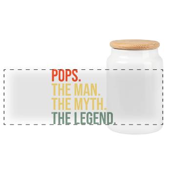 Pops The Man Myth Legend - Panoramic Cookie Jar with Wooden Lid - white - Front