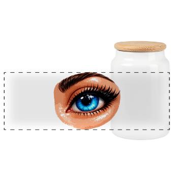 Blue Eye Illustration Pop Art Aura - Panorama Keksdose mit Holzdeckel - Weiß - Vorne