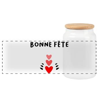BONNE FÊTE. FÊTE DES MÈRES. FÊTE DES PÈRES. FÊTE - Boîte à biscuits avec couvercle en bois - blanc - Devant
