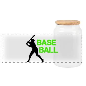 Baseball Neon Grunge Font - Panoramic Cookie Jar with Wooden Lid - white - Front