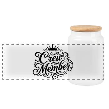 crew member - Panoramic Cookie Jar with Wooden Lid - white - Front