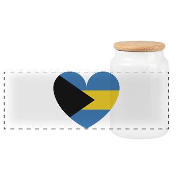 Drapeau des Bahamas du Cœur - Boîte à biscuits avec couvercle en bois - blanc - Devant