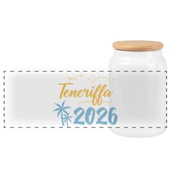 Teneriffa 2026 - Panorama Keksdose mit Holzdeckel - Weiß - Vorne