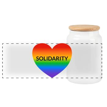 Solidarity Rainbow Heart LGBT Safe Space Gay Ally - Panorama Keksdose mit Holzdeckel - Weiß - Vorne