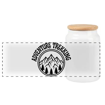 Aventure de randonnée - Boîte à biscuits avec couvercle en bois - blanc - Devant