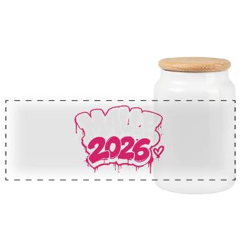 MALLE 2026 Graffiti Print - Panoramic Cookie Jar with Wooden Lid - white - Front