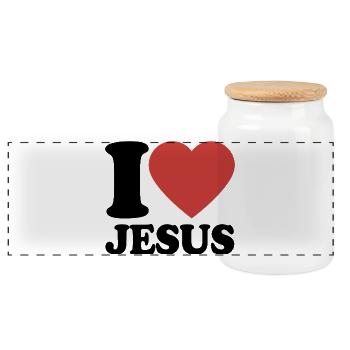 I Love Jesus - Glaube - Religion - Panorama Keksdose mit Holzdeckel - Weiß - Vorne