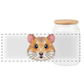 Art Low Poly Géométrique Mignon de Hamster - Boîte à biscuits avec couvercle en bois - blanc - Devant